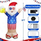 6Ft 4Th of July Uncle Sam Inflatables, Patriotic Outdoor Decorations with Beer,