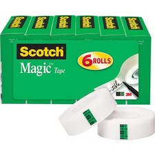 Scotch 3/4" Magic Tape, 27.78 yd x 0.75", 1" Core, Transparent, 12/Pack
