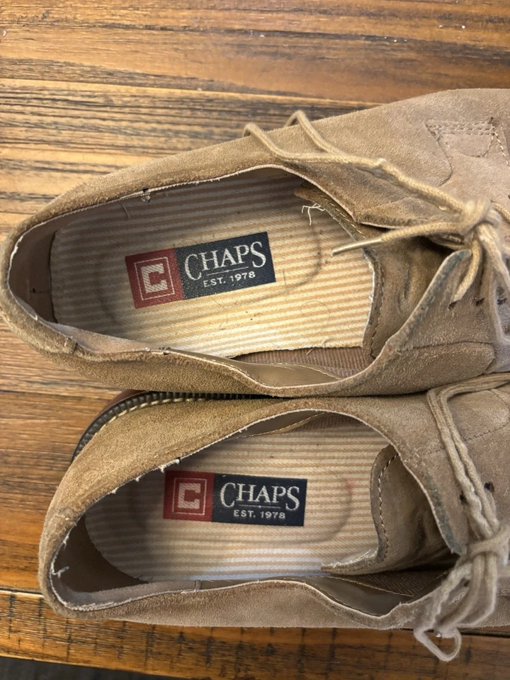 Chaps Men’s Tan Suede Oxford Dress Shoes – Size 10.5M – Leather Upper – EUC - Image 4 of 4