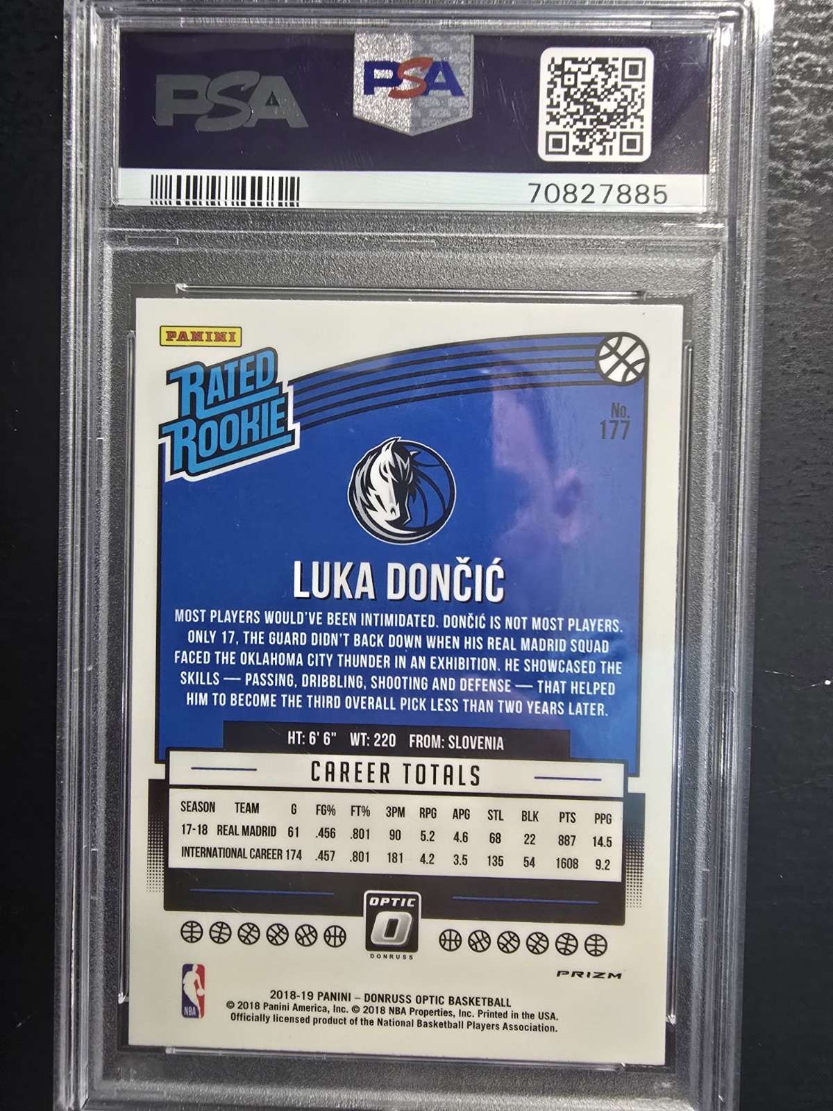 2018 Panini Donruss Optic Luka Doncic  Shock Rated Rookie RC PSA 9 view 2