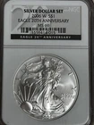 2006 W 1 OZ SILVER EAGLE 20TH ANNIVERSARY NGC MS 69 UNCIRCULATED GEM