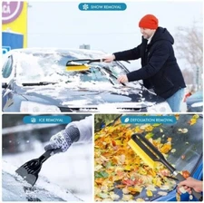 Henoty 27 Inch Snow Brush and Detachable Ice Scraper with Comfortable Foam Grip