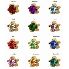 Birthstone 24K Gold-Plated Surgical Stainless Prong RD3.0mm Stud Earrings