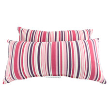 Set of 2 - Plum Stripe 100 Polyester Outdoor Rectangle Lumbar Pillows 10" x 19"