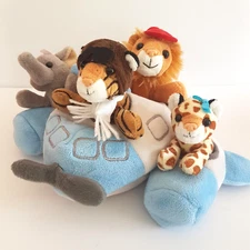 UNIPAK Airplane Plane + Stuffed Animals Beanbag Plush Safari 30cm Soft Toy