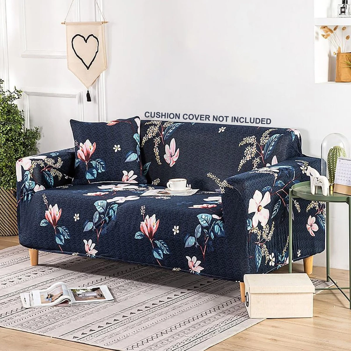 Floral Prints Triple Seater Elasticity Sofa Cover Green For Home 185 230cm