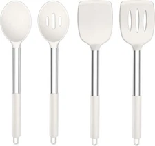 TeamFar Kitchen Utensils, 4 PCS Silicone Cooking Utensils with White 