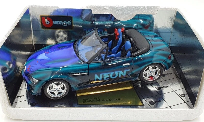 Burago 1/18 scale Diecast 3349 - BMW M Roadster Lady Neon - Blue/Green - Изображение 4 из 4