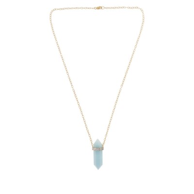 Damen Blau Aquamarin Heilkristall Edelstein Sterlingsilber Halskette, Neu