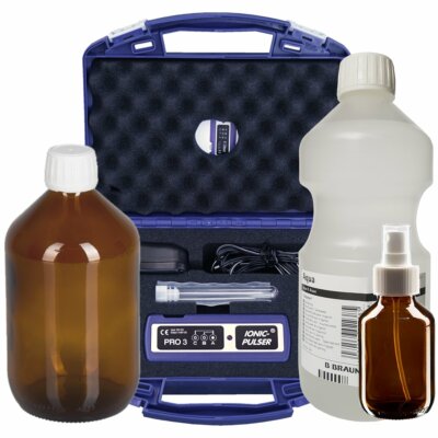 Ionic-Pulser  PRO3 Silber-Generator + Wasser + Medizinflasche und Sprühflasche