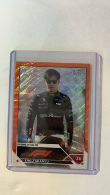 2023 Topps Chrome F1 Zhou Guanyu Orange Wave 13/25 SP Card #59