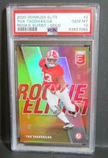 Tua Tagovailoa 2020 Donruss Elite Rookie Elitist Gold#07/10 PSA10!Dolphins QB RC