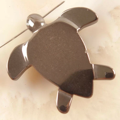 10pcs Black Hematite Carved Sea Turtle Pendant Bead 43x43x7mm FOR Jewelry Making - Image 3 of 4