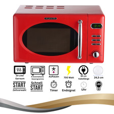 WOLKENSTEIN RETRO Mikrowelle 20L Rot 8 Autoprogramme Timer Kochen Dämpfen 700W