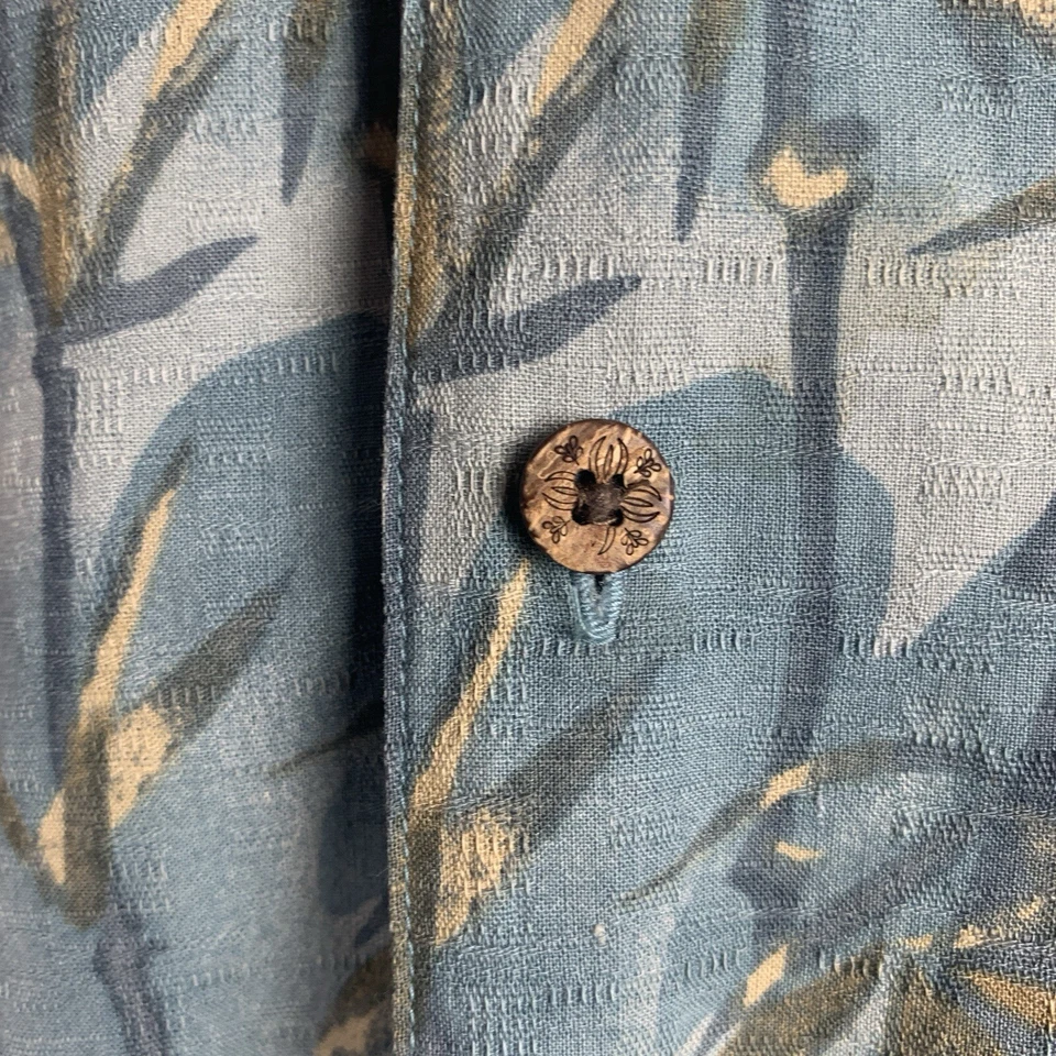 Гавайская мужская рубашка очень большой моющийся шелк зеленый бамбук лес петля воротник - Изображение 4 из 4