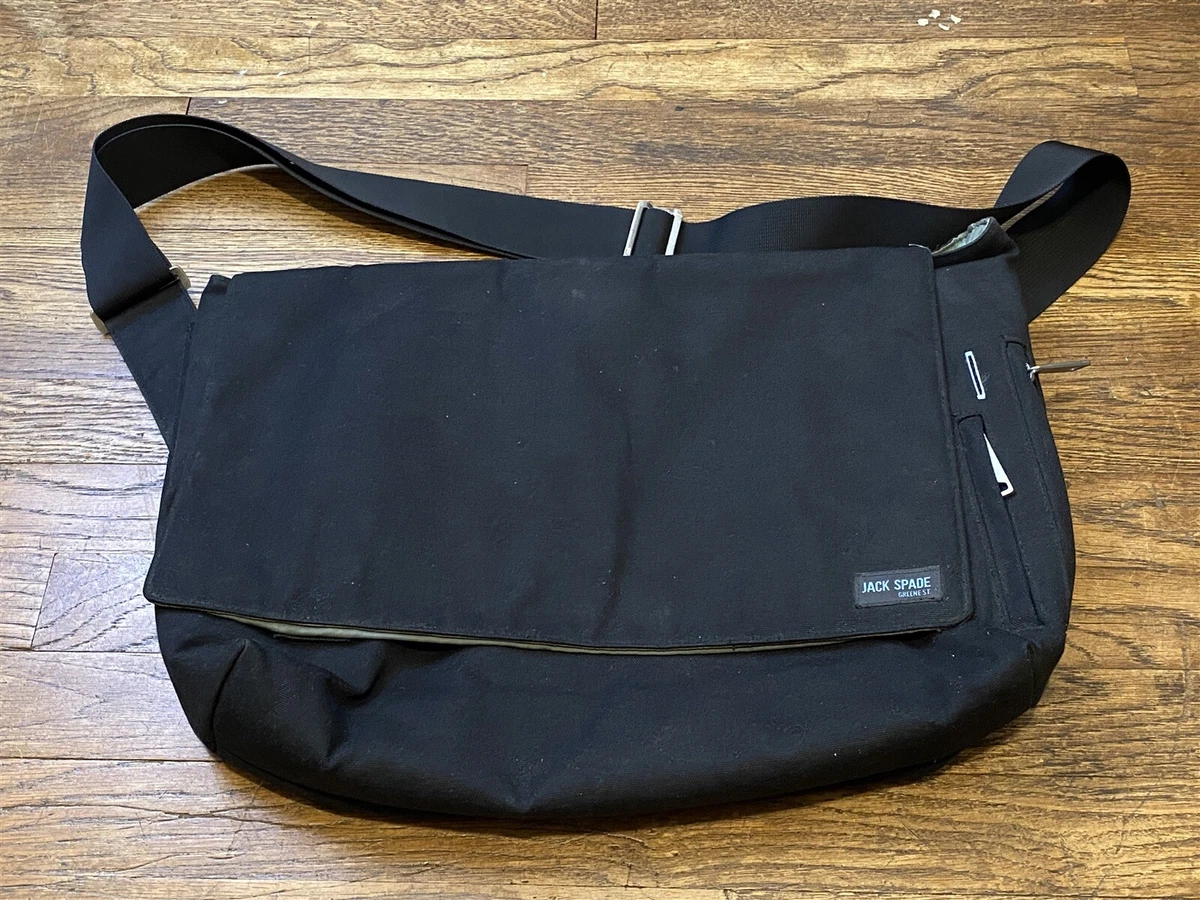 Jack Spade Messenger Bag Black Hook And Loop Crossbody Strap Zipper | eBay