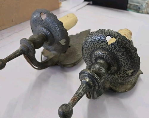 Vtg Set Of 2 Lightolier Cast Iron Wall Sconce After Sunset Series - Picture 2 of 9