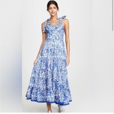 Free People Kikas Printed Maxi Dress in Blue Combo Medium