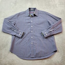 Robert Graham Shirt Mens XL Blue Strpied Flip Cuff Long Sleeve Button Up