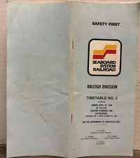 Seaboard System Railroad Timetable No. 2 4/29/1984 Raleigh Division