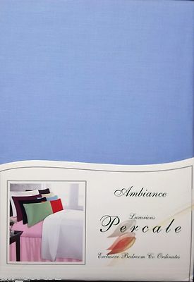 KING SIZE SPANNBETTLAKEN HIMMELBLAU LUXURIÖS PERKAL 180 FADENZAHL SOFT TOUCH