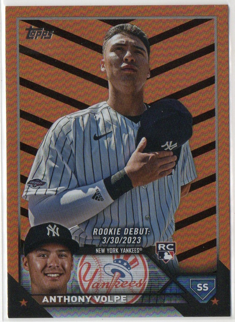 Anthony Volpe 2023 Topps Update Orange & Black Foil Rookie Debut Card #US77