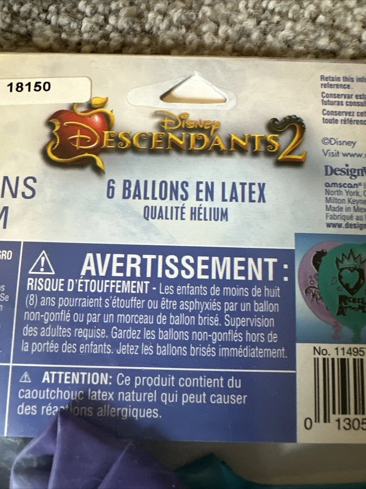 Disney Descendants 2 Latex Balloons, 6 Pack New In Package Teal & Purple - Image 3 of 4