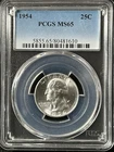 1954  25C Washington Quarter Dollar PCGS MS65  80481610