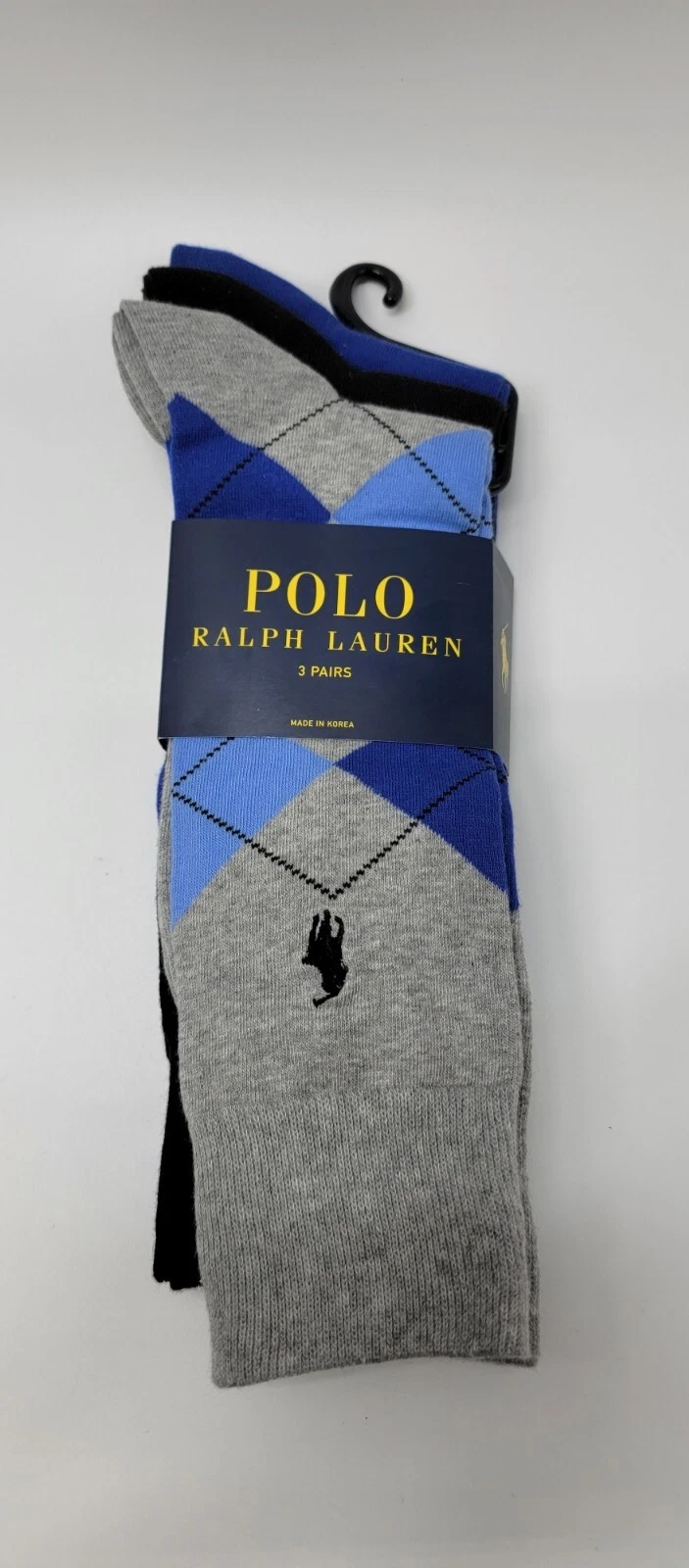 (Pack Of 3) Polo Ralph Lauren Blue Black Multi Color Men's Socks Size 10-13***