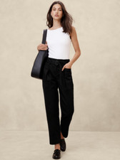 Banana Republic Ultra High Rise Belted Pleated Tapered Pants Black Size 2 NWT