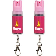 Burn Pepper Spray 2 Pack 1/2oz Police Strength Pink Self Defense Keychain OC