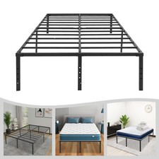 Heavy Duty 18" Full Size Metal Bed Frame Sturdy Iron Platform Slat Support Black