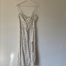 Reformation Corset Maxi Floral White and Blue Women's Dress 100% Linen