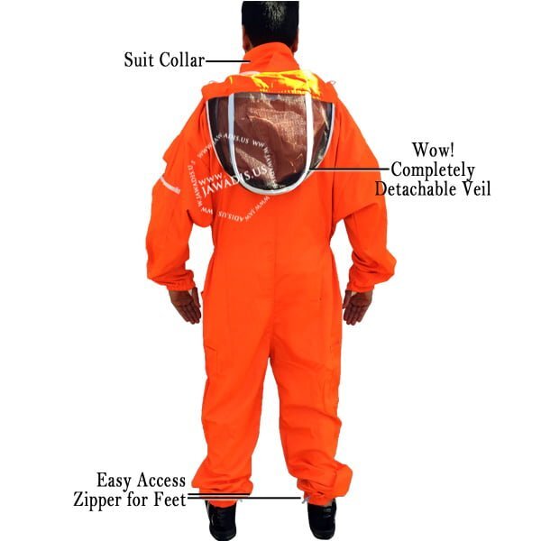 Fluorescent Orange Beekeeper Suit 2XL - Durable Bee Protection Gear