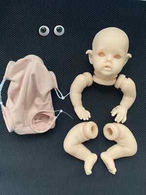 Unpainted 12in Reborn Doll Kit Elf FLO DIY Blank Mold Vinyl with Cloth Body Eyes