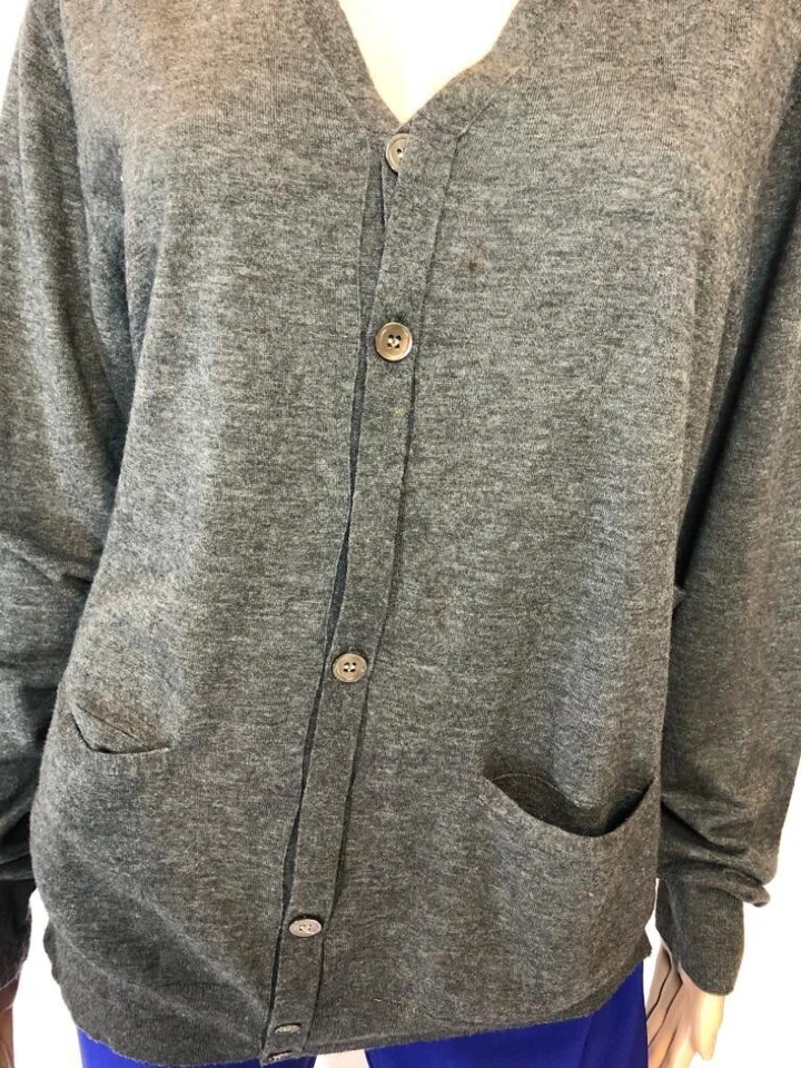 Suéter Cárdigan Para Hombre Mauro Grifoni Gris Botones Bolsillos Lana Cuello en V 52 Foto 3 de 4