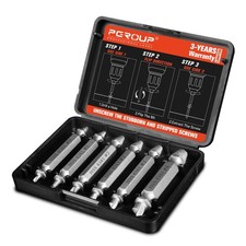 6-Piece Damaged Screw Extractor Set, 0 - 4, Easy Out Left Hand Drill Bits Sp...