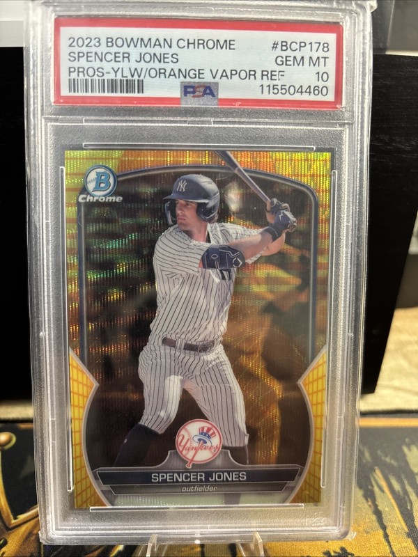 2023 Bowman Chrome Spencer Jones Yellow/Orange Vapor BCP178 PSA 10  33/75