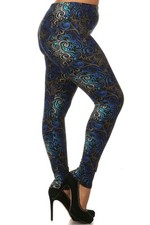 Buttery Smooth Blue Twisted Swirl Extra Plus Size Leggings - 3X-5X