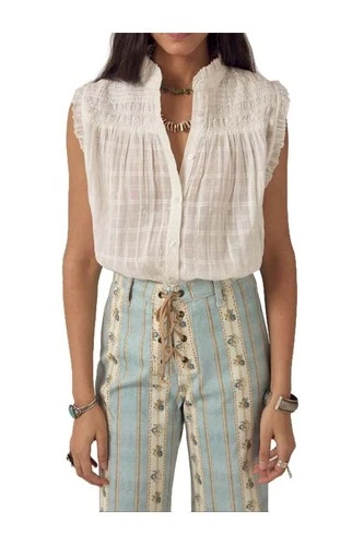 MAISON HOTEL ELVIS Women White Cotton Smock Shirt Sleeveless