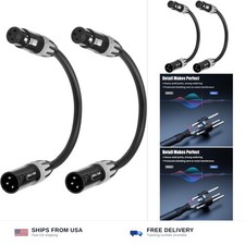 XLR Mic Cables 1 ft 2-Pack, 3-Pin Male to Female | 22AWG OFC Copper