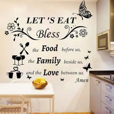 Kitchen Wall Decals Dinner Meal Prayer Wall Stickers Vinyl Kitchen Quotes Wall