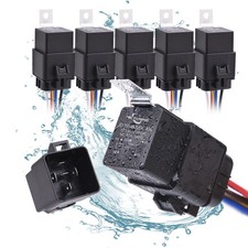 5 Pack 40/30 AMP 12V DC 5-PIN Relay Harness Kit Waterproof Heavy-Duty SPDT 14AWG