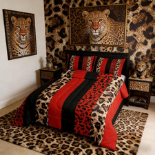Leopard Print Kids Comforter Set Queen Size,Cheetah Skin Fashion Bedding Set,Gir