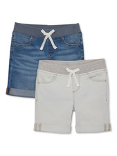 Wonder Nation Girls Knit Waist Denim Bermuda Shorts, 2-Pack, Size 4/5 --i2--