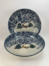 Tienshan Folk Craft "Cabin In The Snow" Round Serving Bowls 9" [Set of 2]
