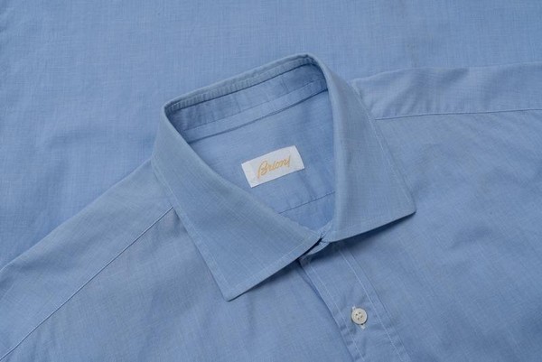 Men Brioni Shirt Navy Cotton 42 / XL / 50