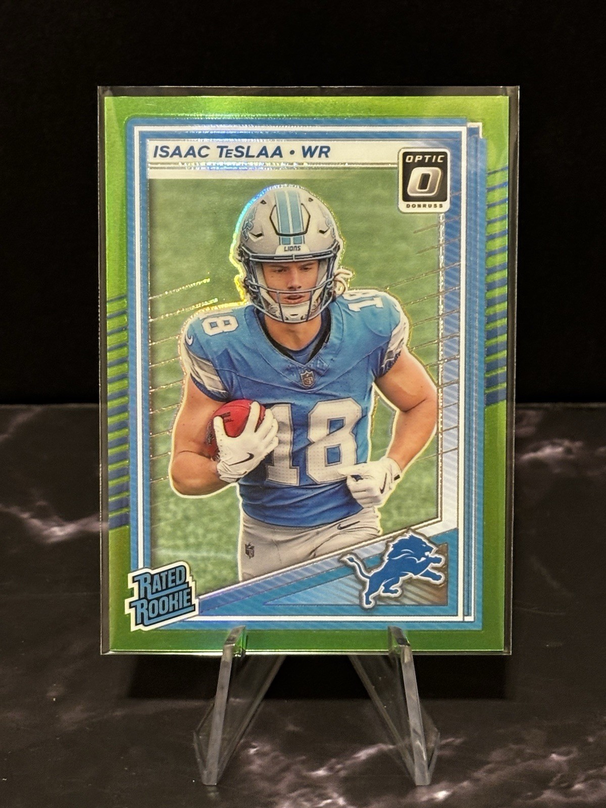 2025 Panini Donruss Optic Football Isaac Teslaa Rookie Lime Green 37/50 #219
