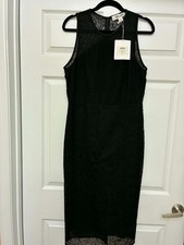 Diane Von Furstenberg Black Lace Midi Dress 12 Sleeveless NWT