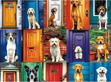500 Piece Jigsaw Puzzle for Adults – Cute Dogs and Doors Design, 
